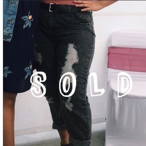 Cute grey & black washed high waisted loose jeans